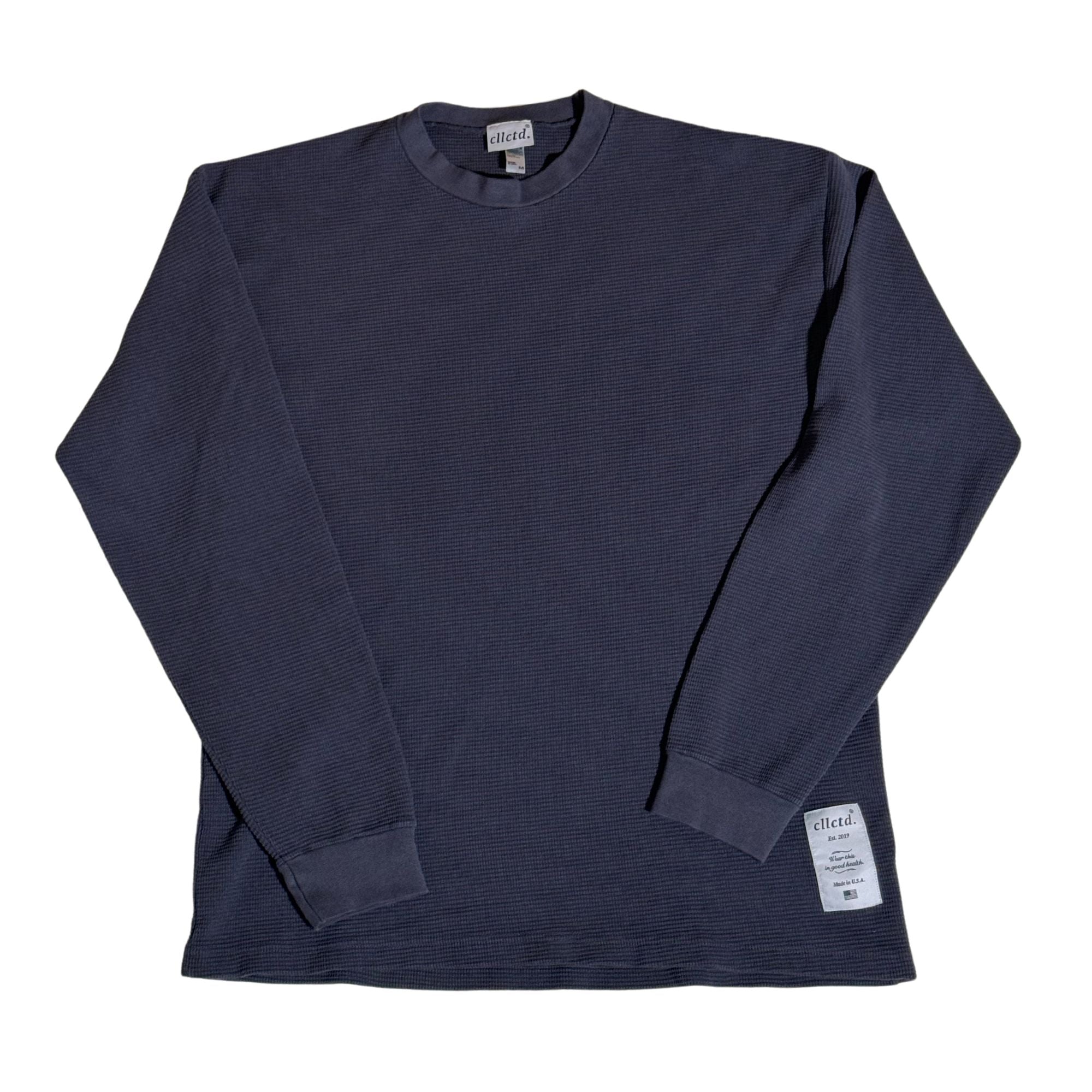 Navy Waffle Knit Long Sleeve Thermal